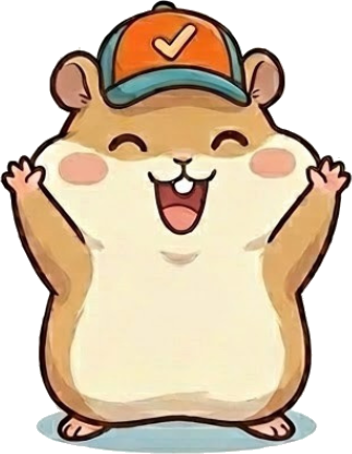 喜ぶハムストくん